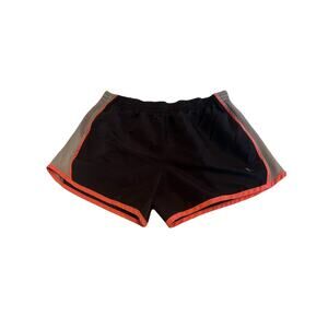 Danskin Now Women's Woven Running Athletic Shorts Grey Orange Trim Size Medium